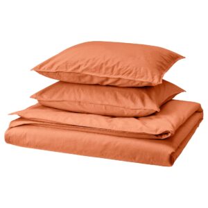 Housse de couette et 2 taies, brun-rouge