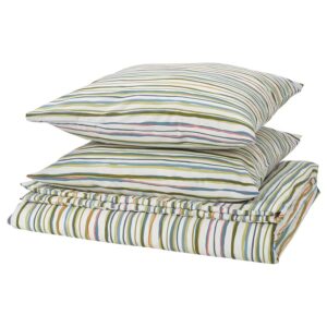 Housse de couette et 2 taies, multicolore/rayé